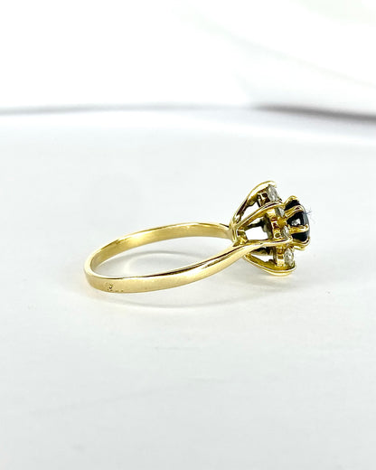 Bague Marguerite Saphir 1 carat &amp; Diamants 0.32 carat "Dorine"