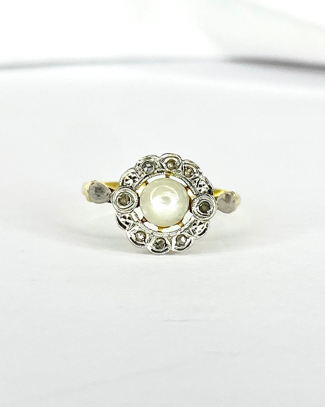 Bague Art-Nouveau Perle &amp; Diamants "Blanche"