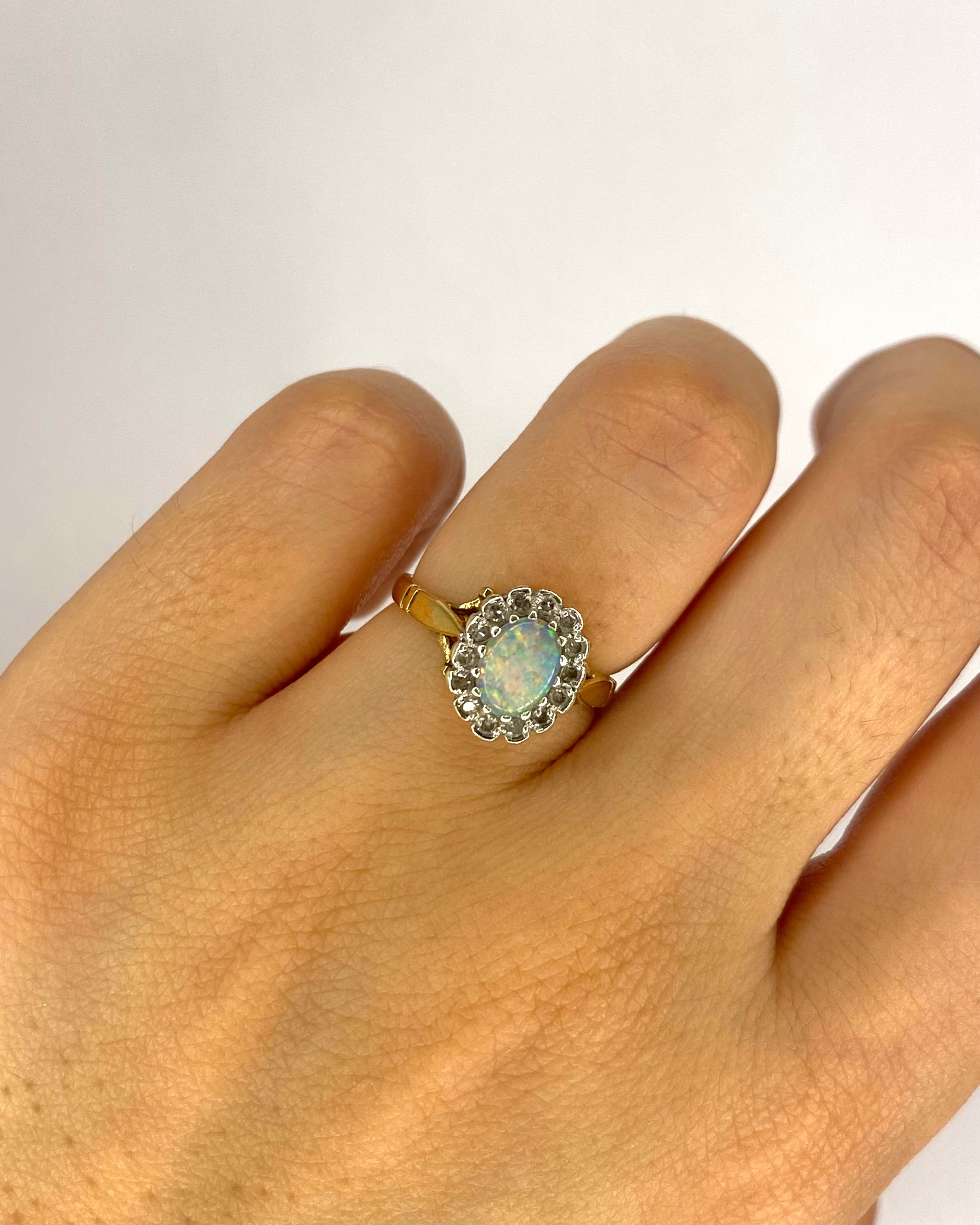 Bague Marguerite Opale &amp; Diamants "Pauline" - Elliade Paris
