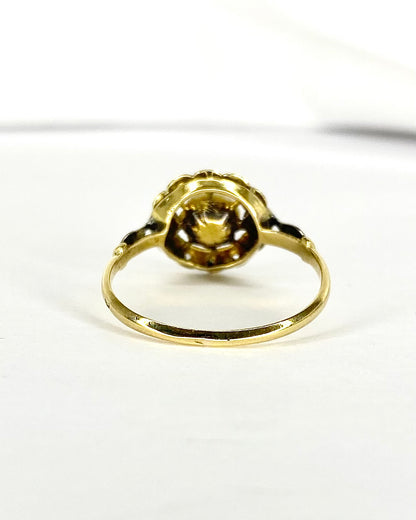 Art Nouveau Pearl &amp; Diamond Ring "Blanche"