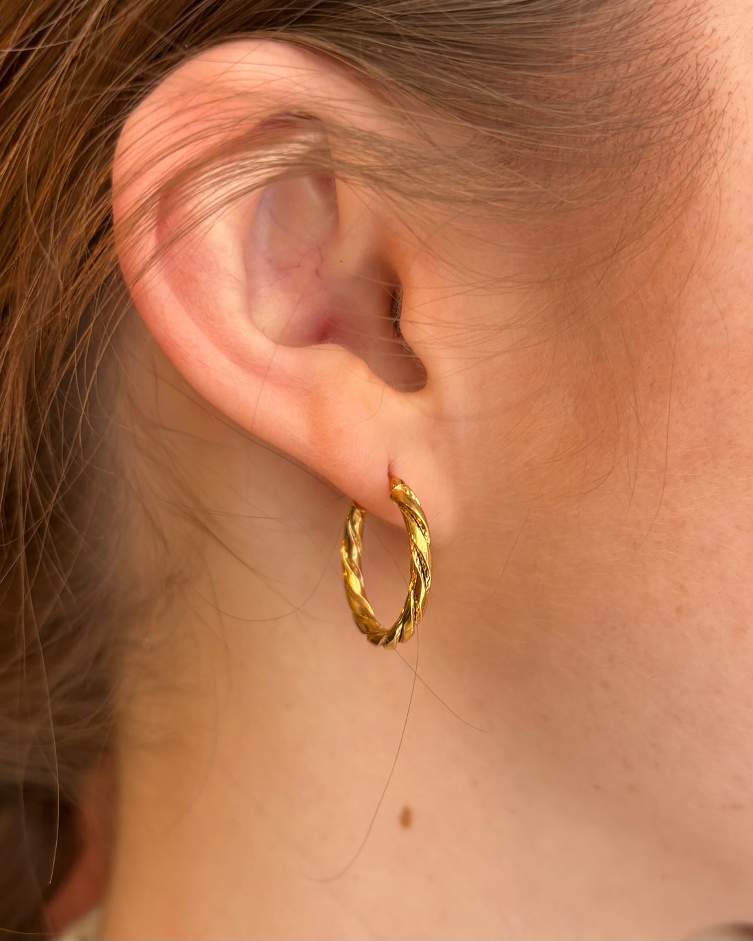 Aros trenzados vintage de oro de 18 quilates "Alienor"