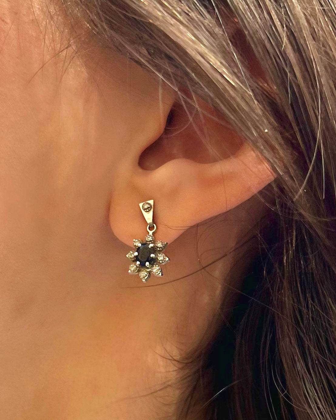 "Mélissa" Daisy Sapphire &amp;amp; Diamond Earrings
