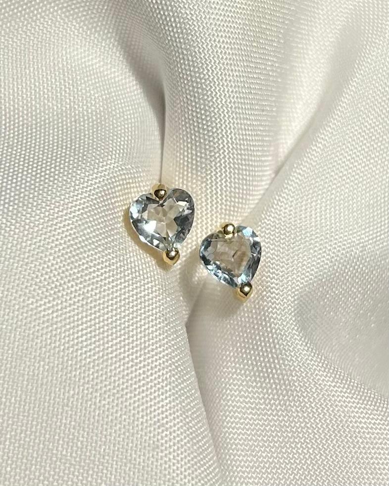 Boucles Aigue Marines Coeur 0.50 carat &quot;Nina&quot;