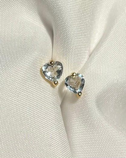 Boucles Aigue Marines Coeur 0.50 carat &quot;Nina&quot;