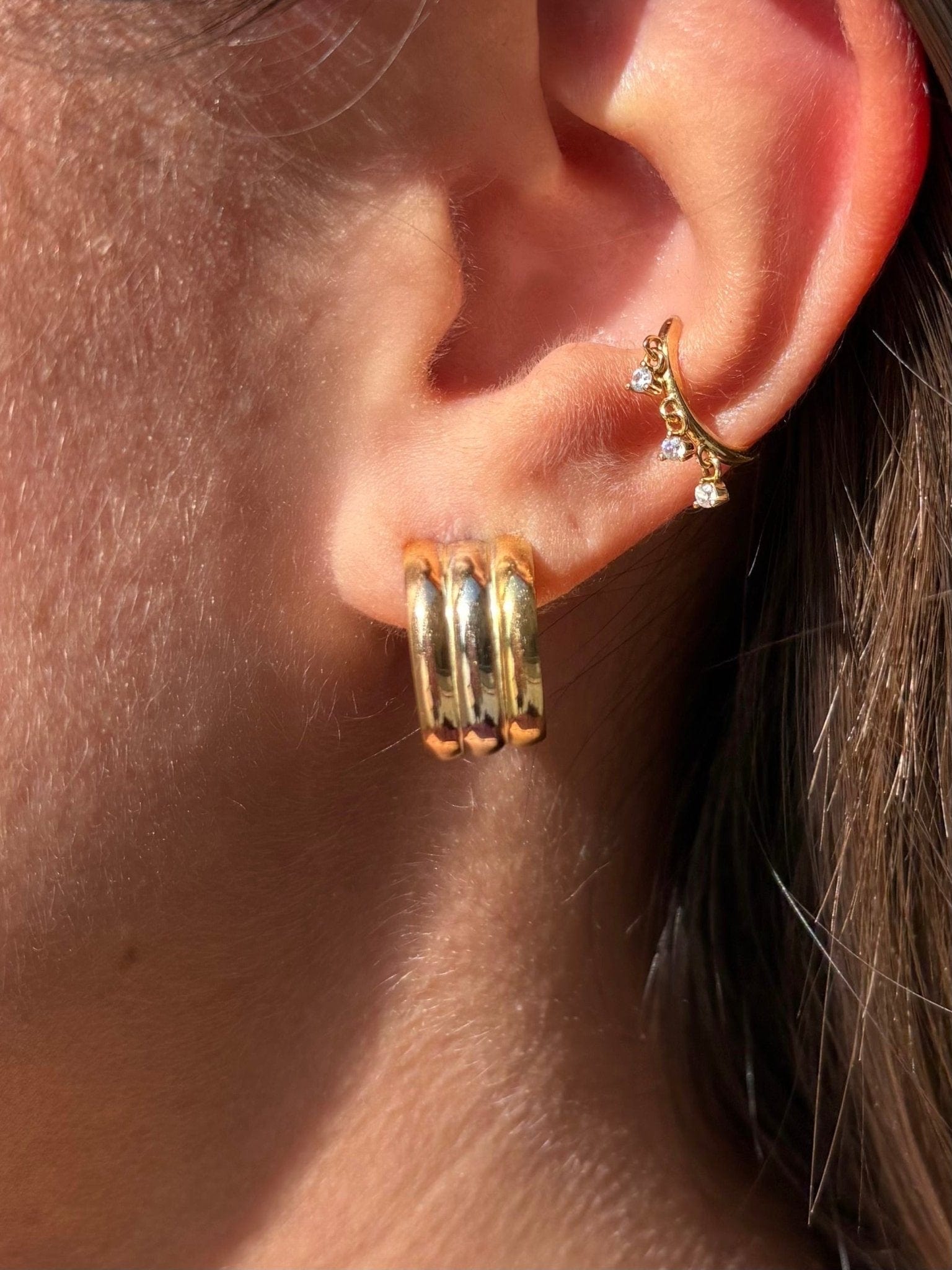Boucles Créoles 3 Ors "Ophélia" - Elliade Paris