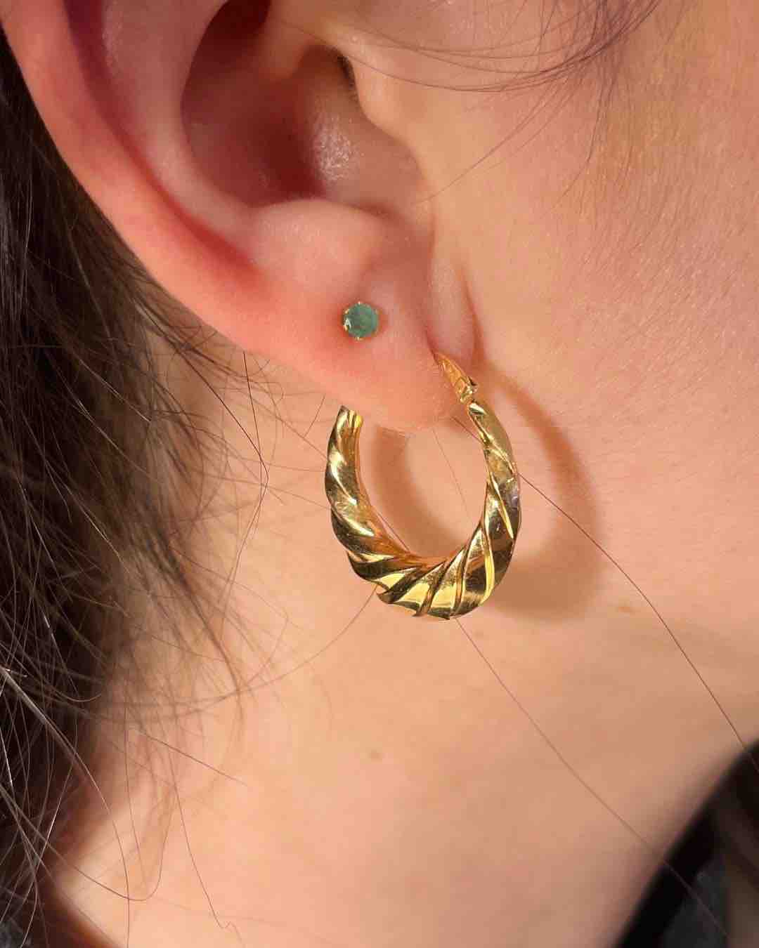 Pendientes vintage de aro trenzado de oro "Cléah"