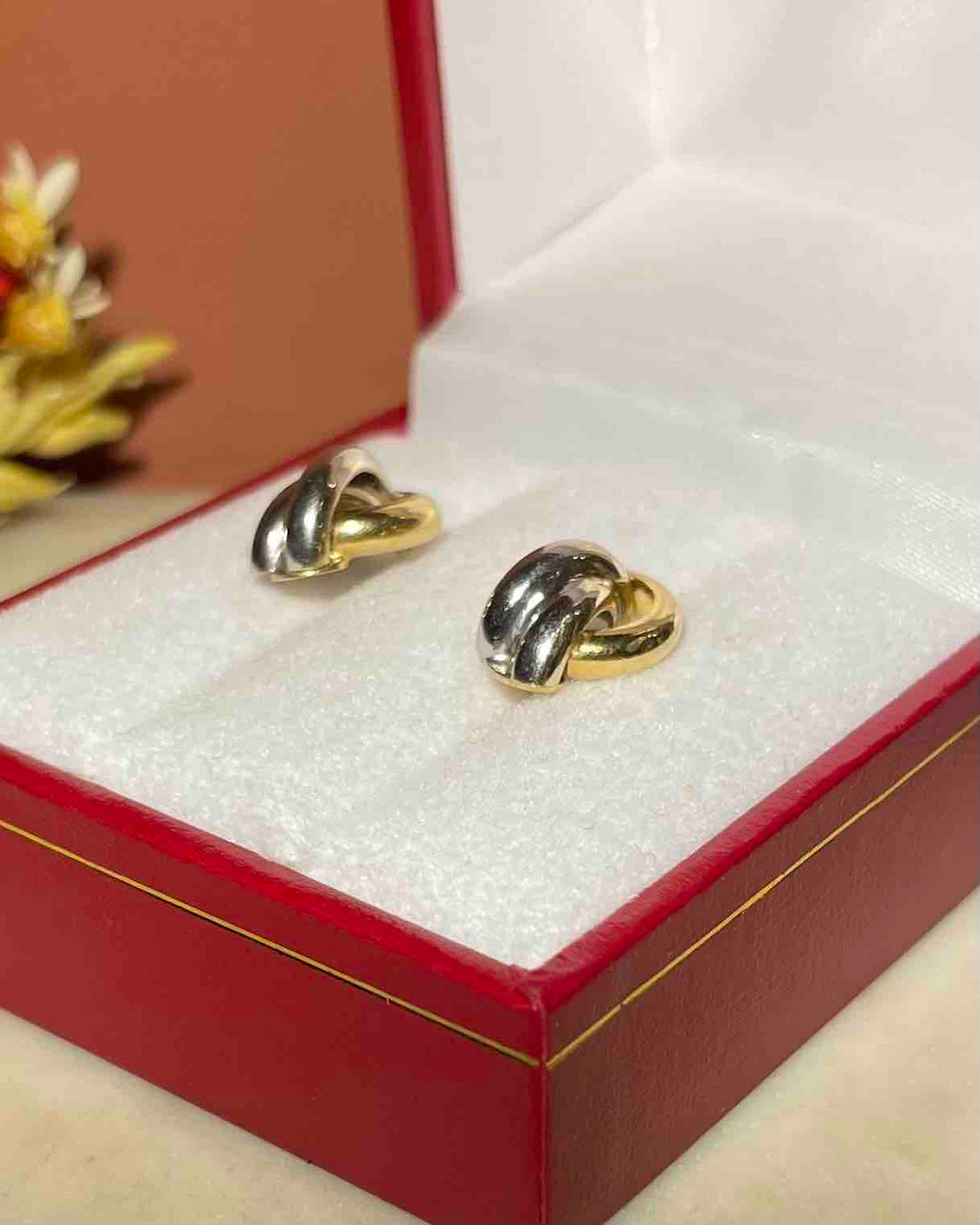 &quot;Dulcinea&quot; Two-Tone Gold Twisted Earrings