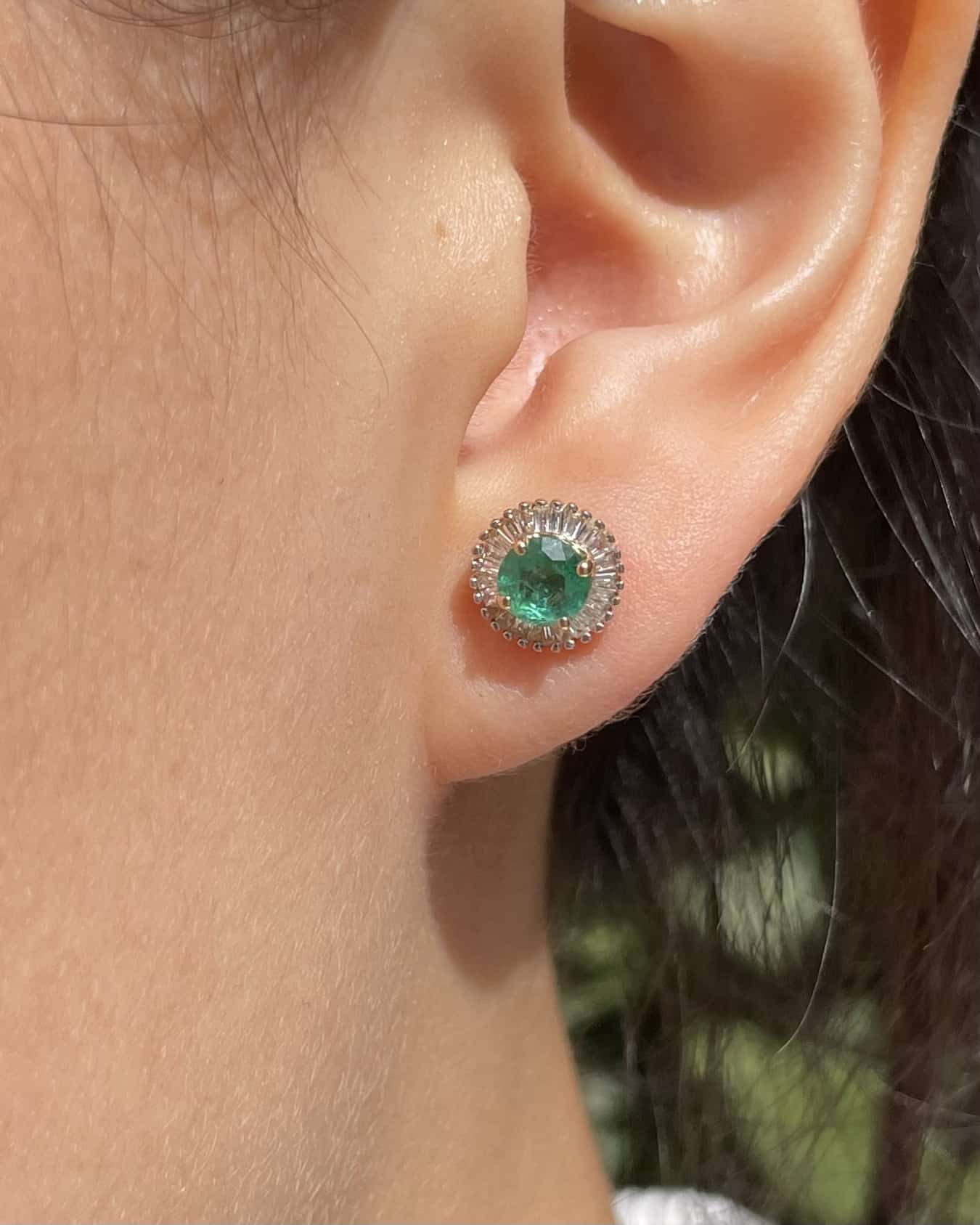 "Marissa" Emerald &amp;amp; Diamond Daisy Earrings