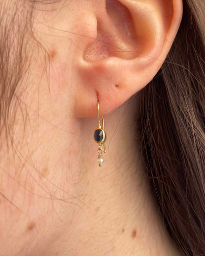Pendientes vintage "Mailyn" de zafiro y perla