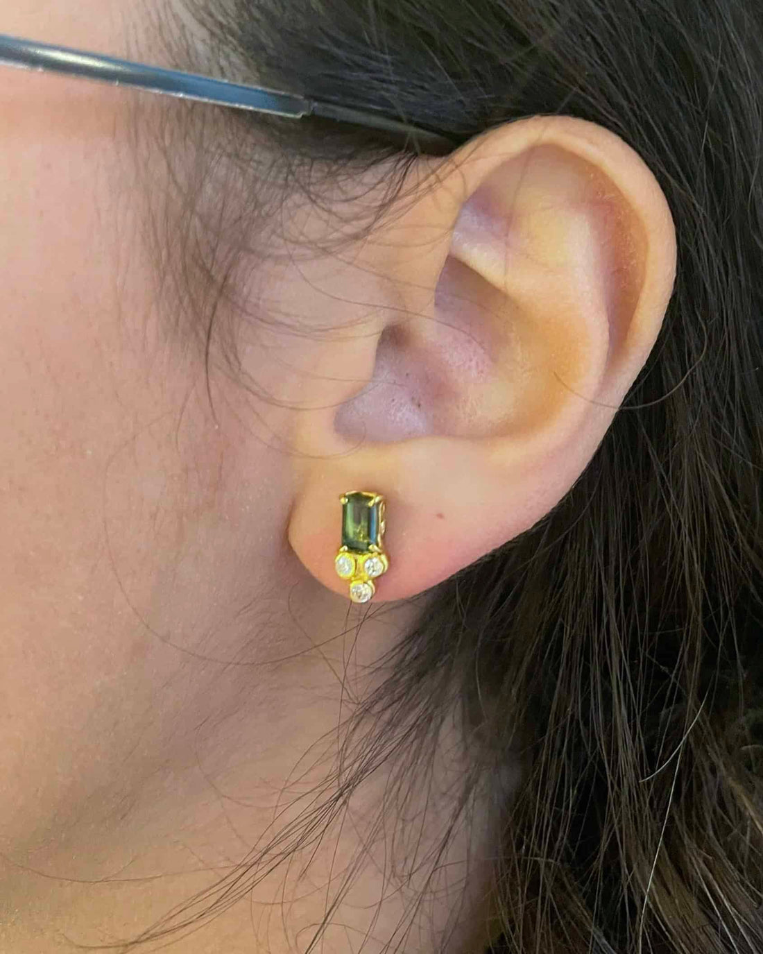 0.72 carat Tourmaline and Diamond &quot;Indie&quot; Earrings