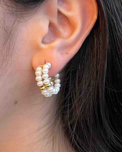 Vintage Half Hoop Earrings 48 Pearls &quot;Angelica&quot;