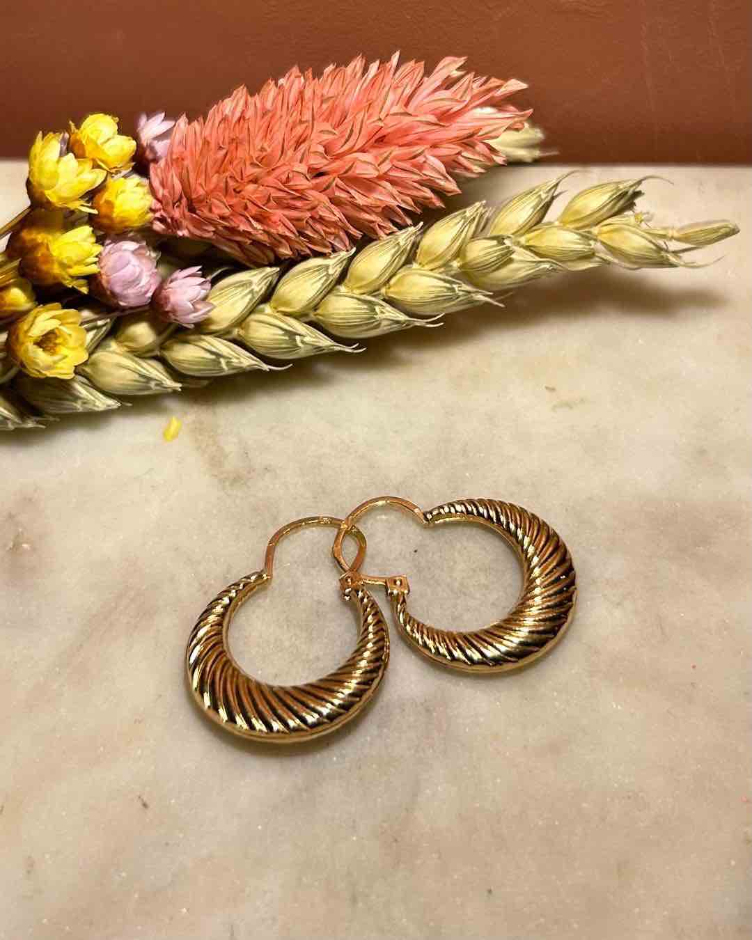 Créoles torsadées Vintage Or 18 carats &quot;Maelle&quot;