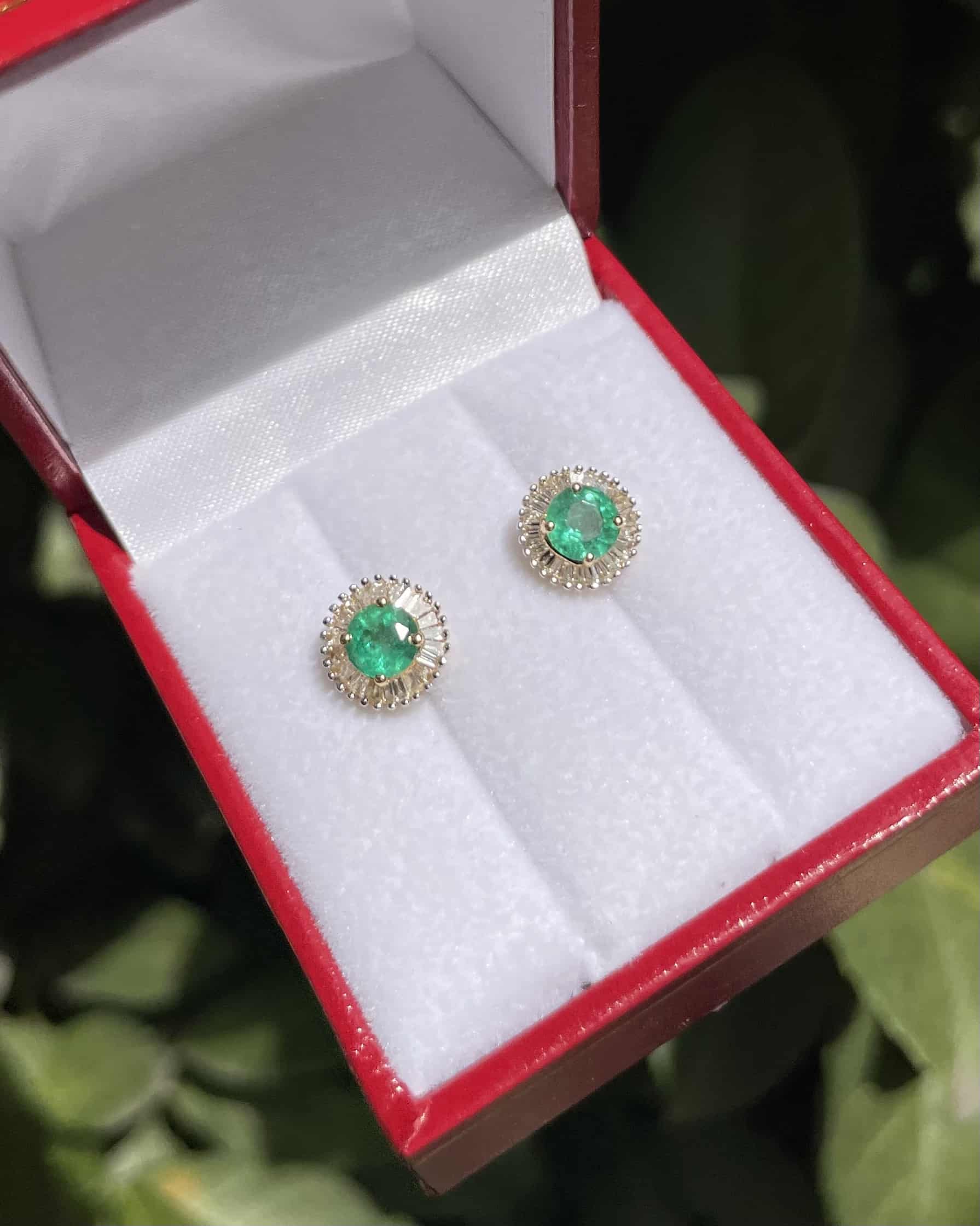 "Marissa" Emerald &amp;amp; Diamond Daisy Earrings