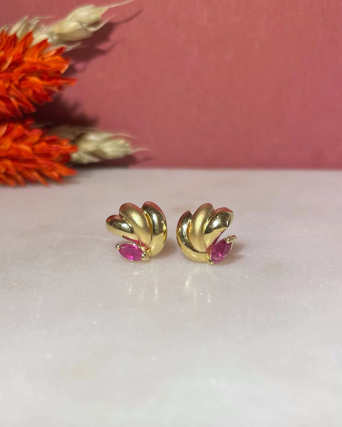 Vintage Ruby &quot;Nova&quot; Earrings