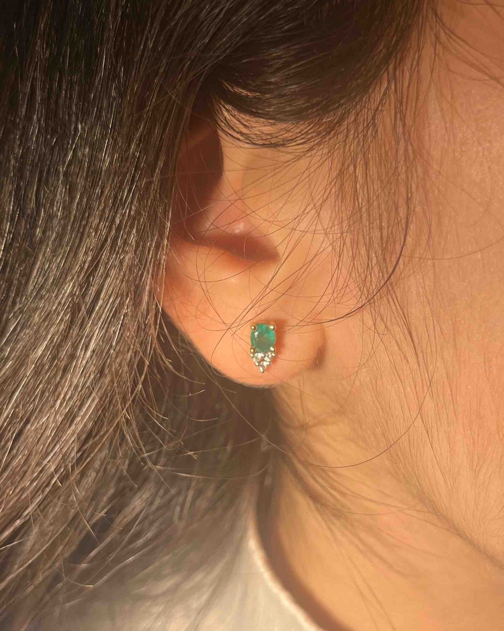 Boucles Émeraude &amp; Diamants "Tina" - Elliade Paris