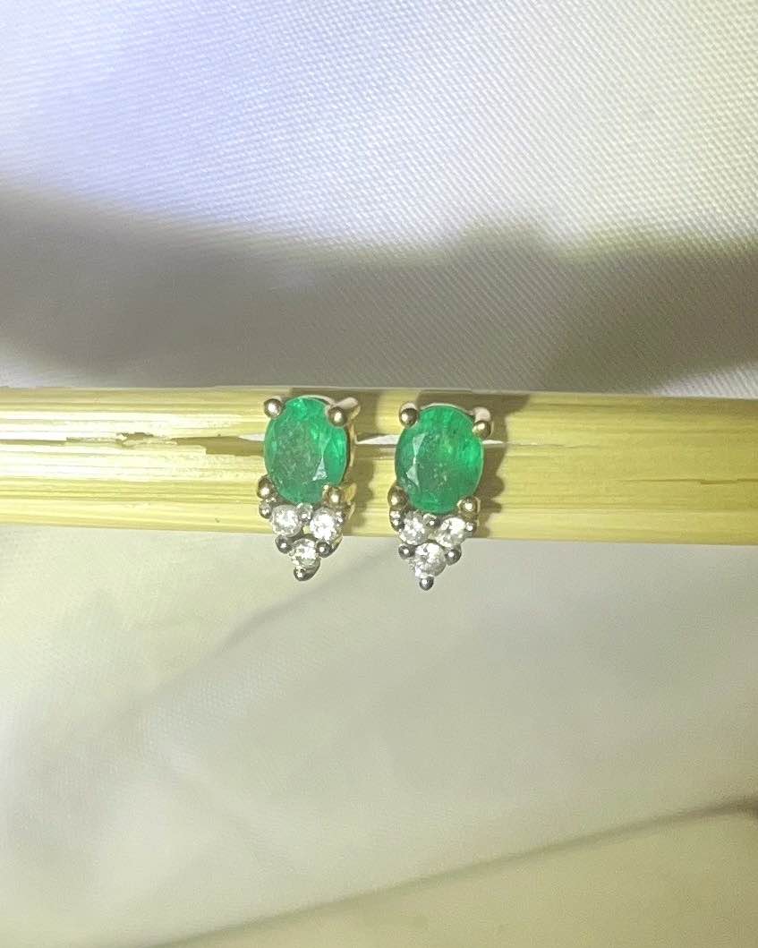 Boucles Émeraude &amp; Diamants &quot;Tina&quot; - Elliade Paris