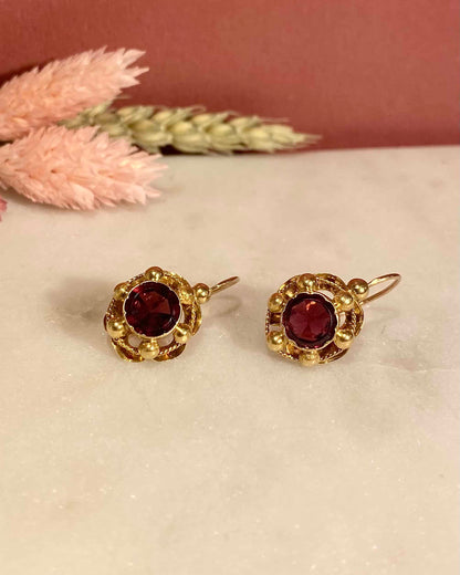 Dormeuses Vintage Grenats 2.40 carats &quot;Dahlia&quot;