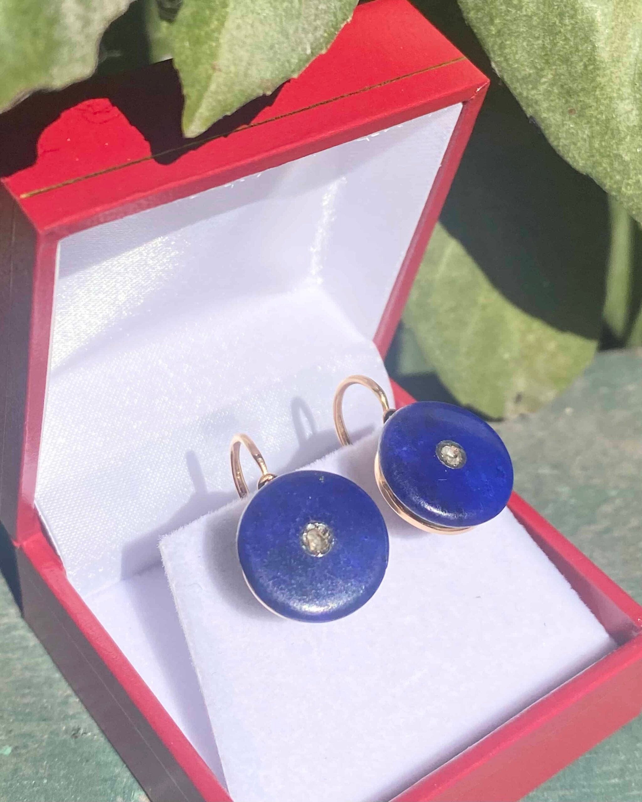 Dormeuses Art Déco Lapis Lazuli &amp; Diamants "Louison"