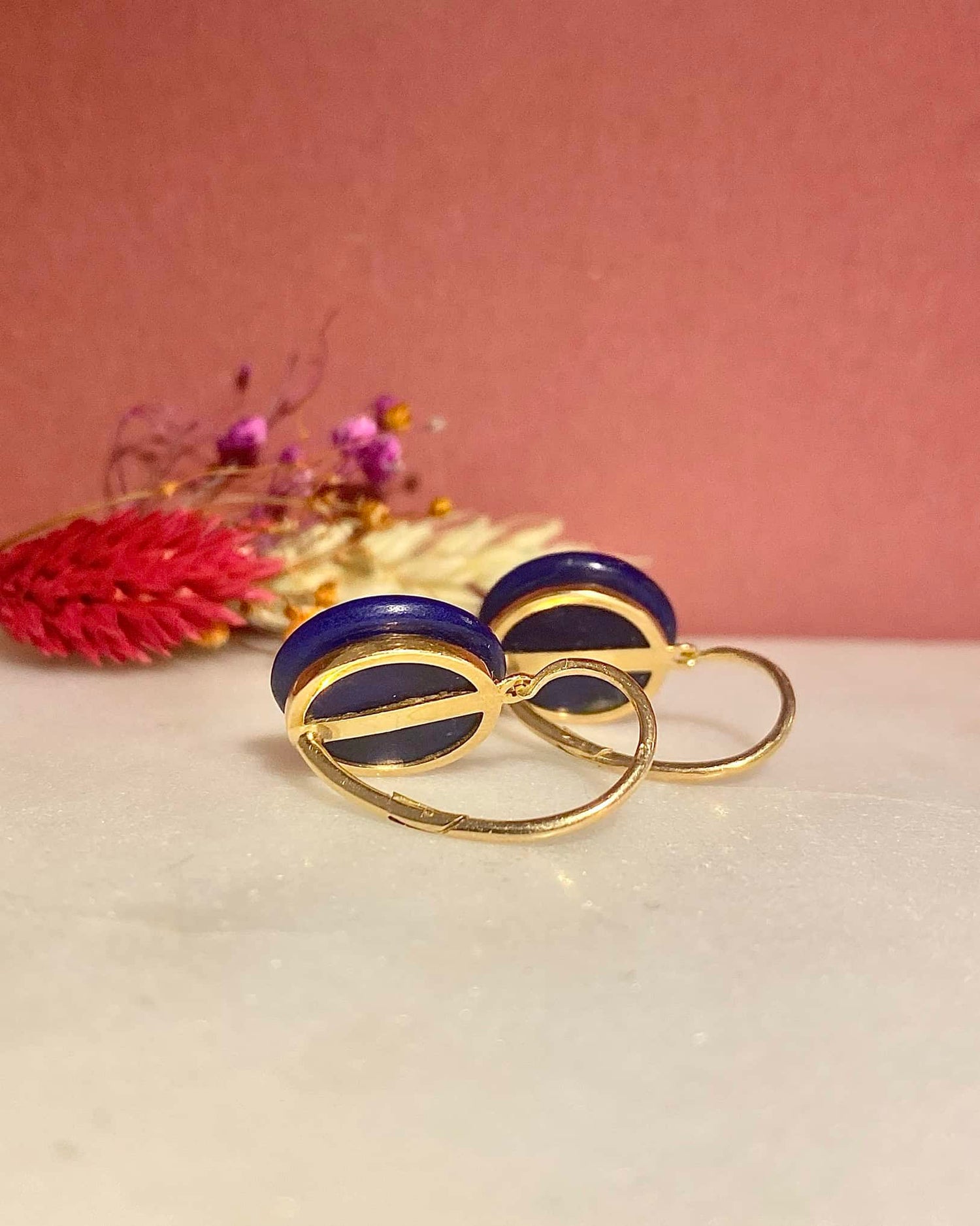 Dormeuses Art Déco Lapis Lazuli &amp; Diamants &quot;Louison&quot;