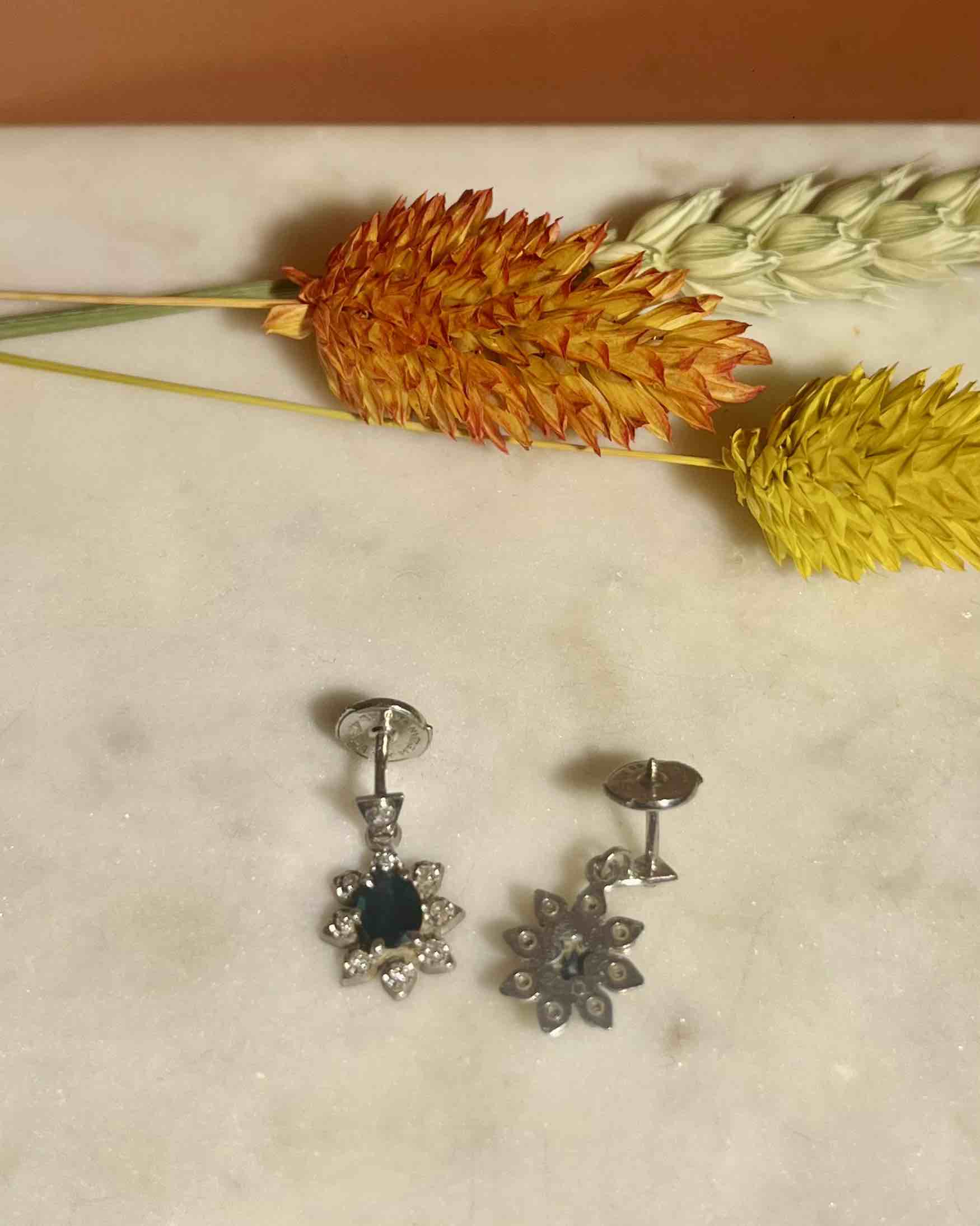 "Mélissa" Daisy Sapphire &amp;amp; Diamond Earrings