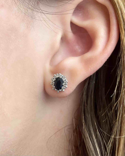 Boucles Marguerite Saphir &amp; Diamants &quot;Morphée&quot; - Elliade Paris
