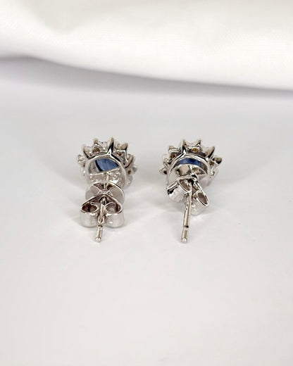 Boucles Marguerite Saphirs 0.72 carat &amp; Diamants 0.36 carat "Salomé" - Elliade Paris
