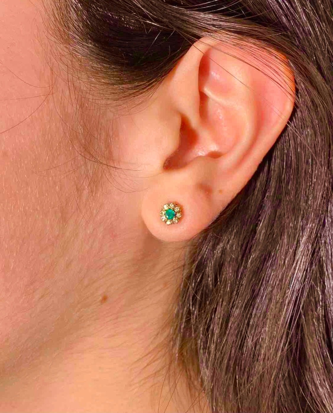 Boucles Marguerites Émeraudes &amp; Diamants "Julie" - Elliade Paris