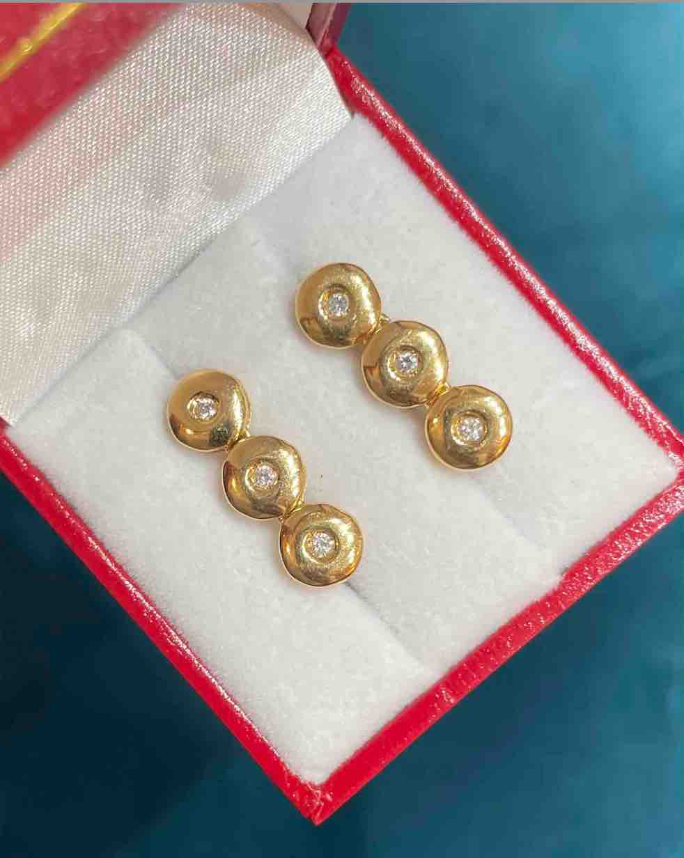 18 Carat Gold 6 Diamond "Angelika" Drop Earrings