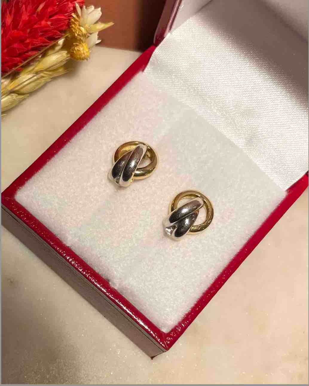 &quot;Dulcinea&quot; Two-Tone Gold Twisted Earrings