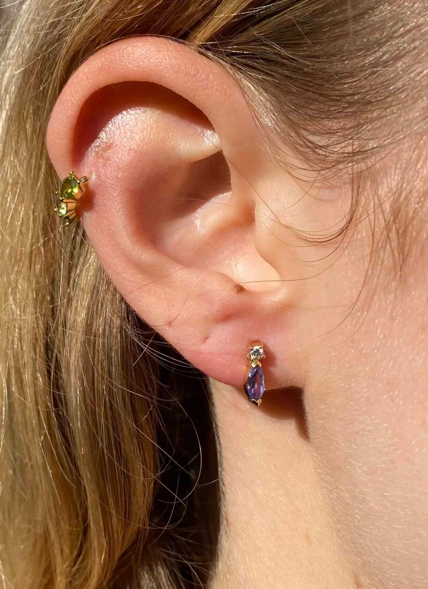 Boucles Pendantes Tanzanites et Diamants "Tiana" - Elliade Paris