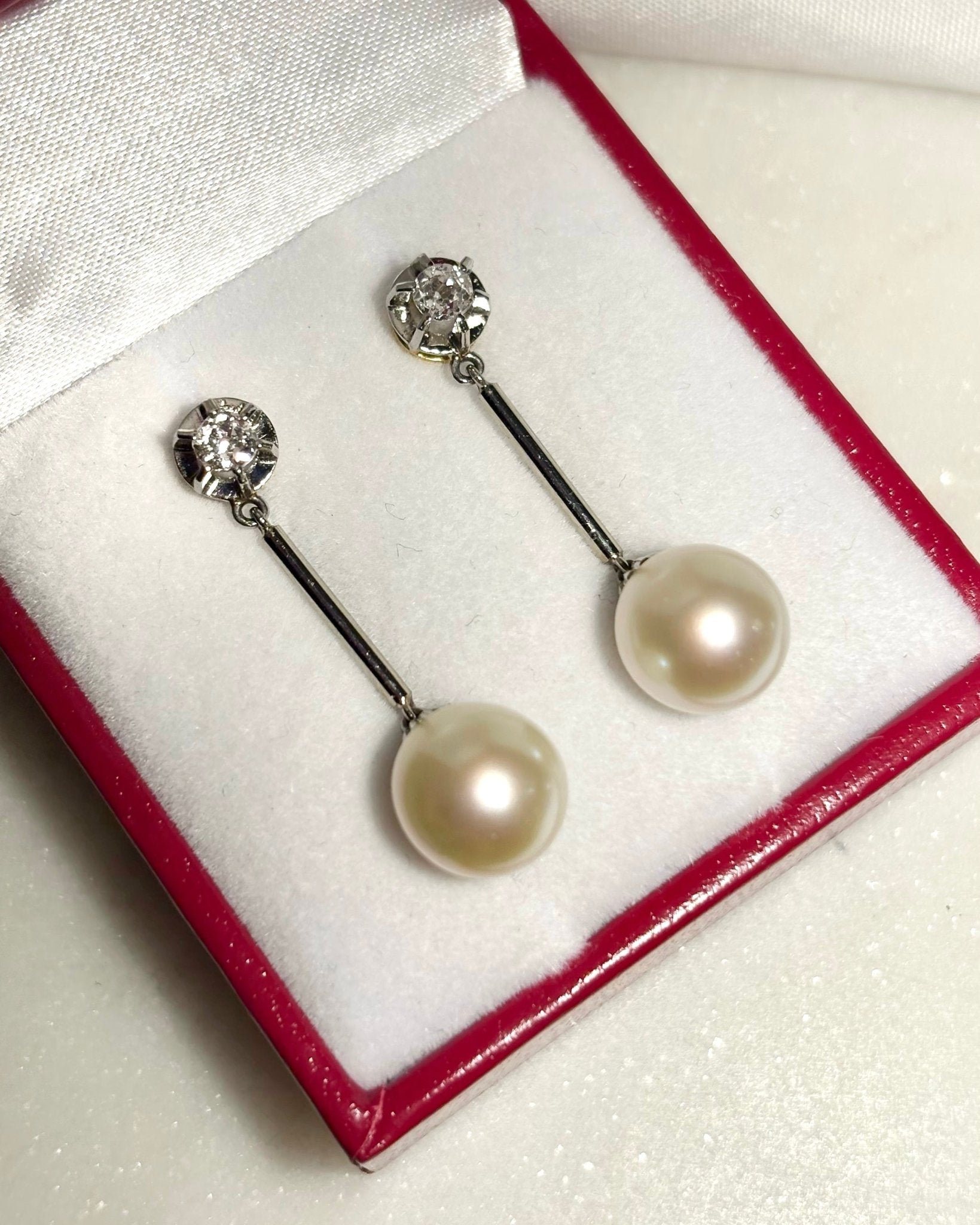 Boucles Pendants Perles &amp; Diamants &quot;Donya&quot; - Elliade Paris