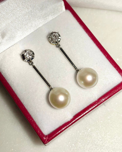 Boucles Pendants Perles &amp; Diamants &quot;Donya&quot; - Elliade Paris