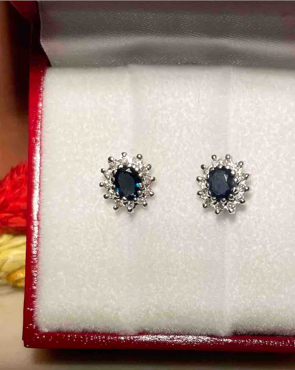 "Hana" Sapphire &amp;amp; Diamond Daisy Earrings