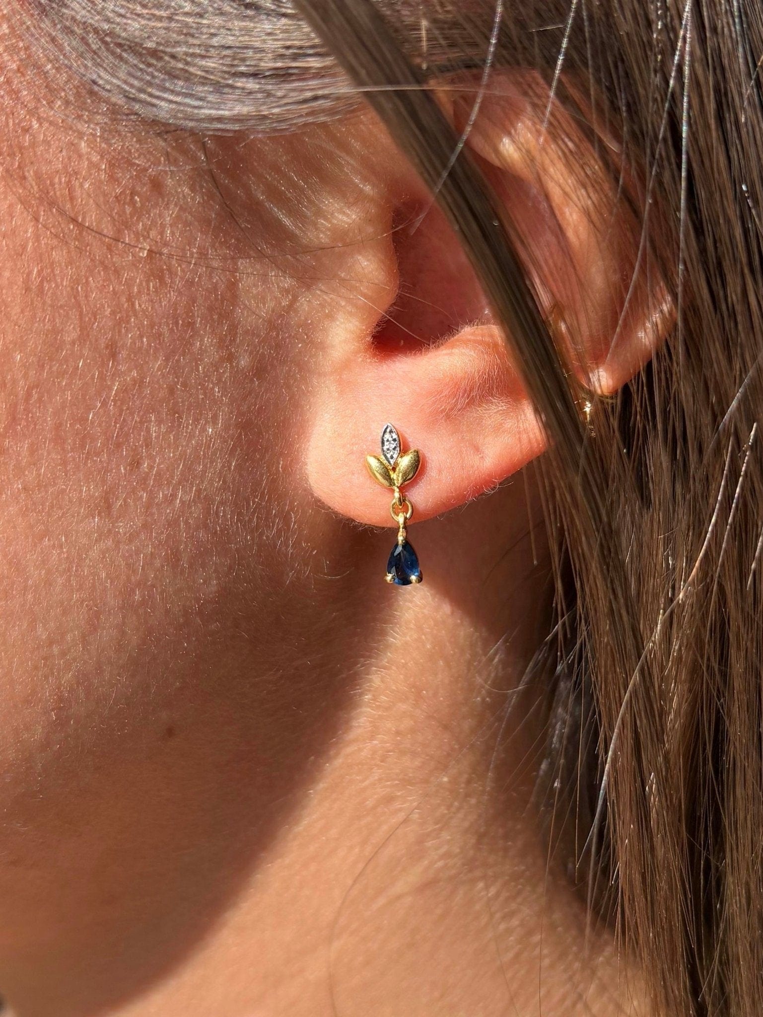 Boucles Saphir &amp; Diamants "Kaitlyn" - Elliade Paris