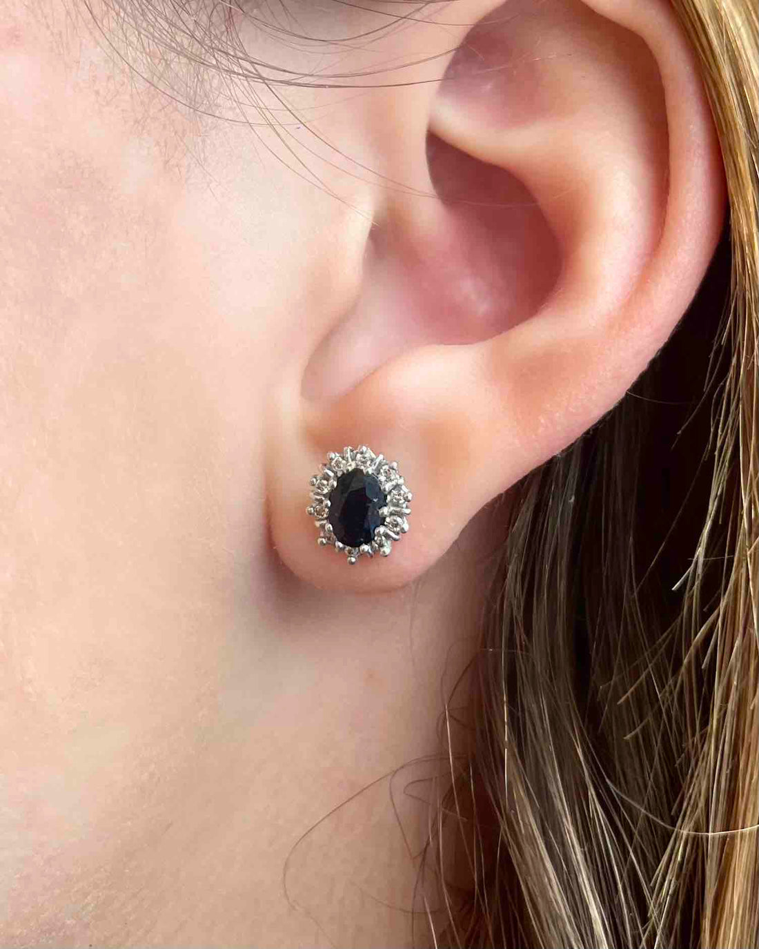 Boucles Marguerite Saphir &amp; Diamants &quot;Morphée&quot;