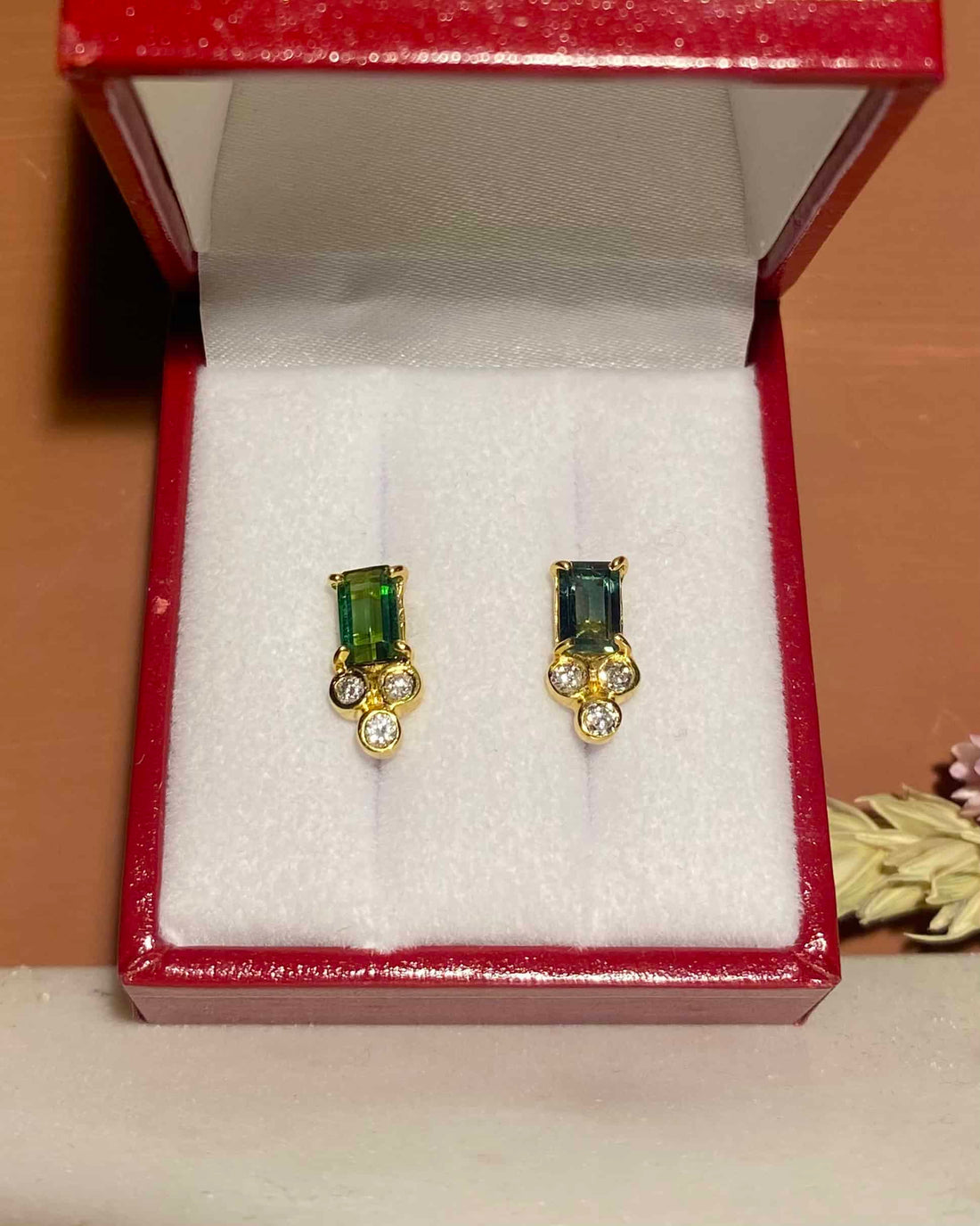 0.72 carat Tourmaline and Diamond &quot;Indie&quot; Earrings