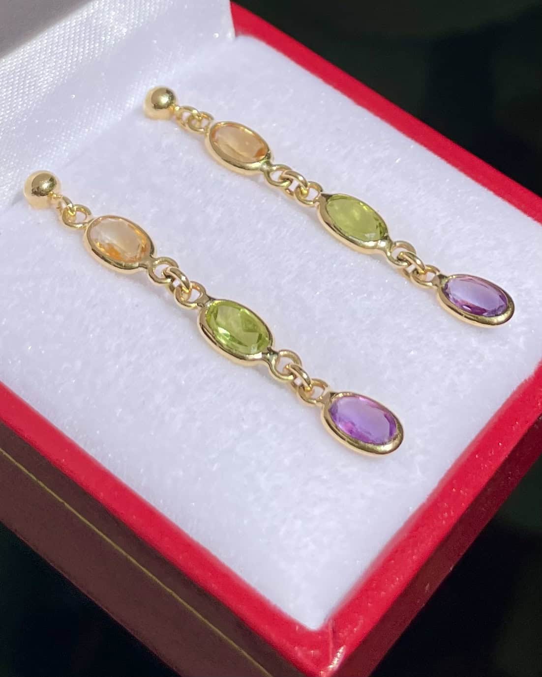 Pendientes "Emmanuella" de citrino, amatista y peridoto