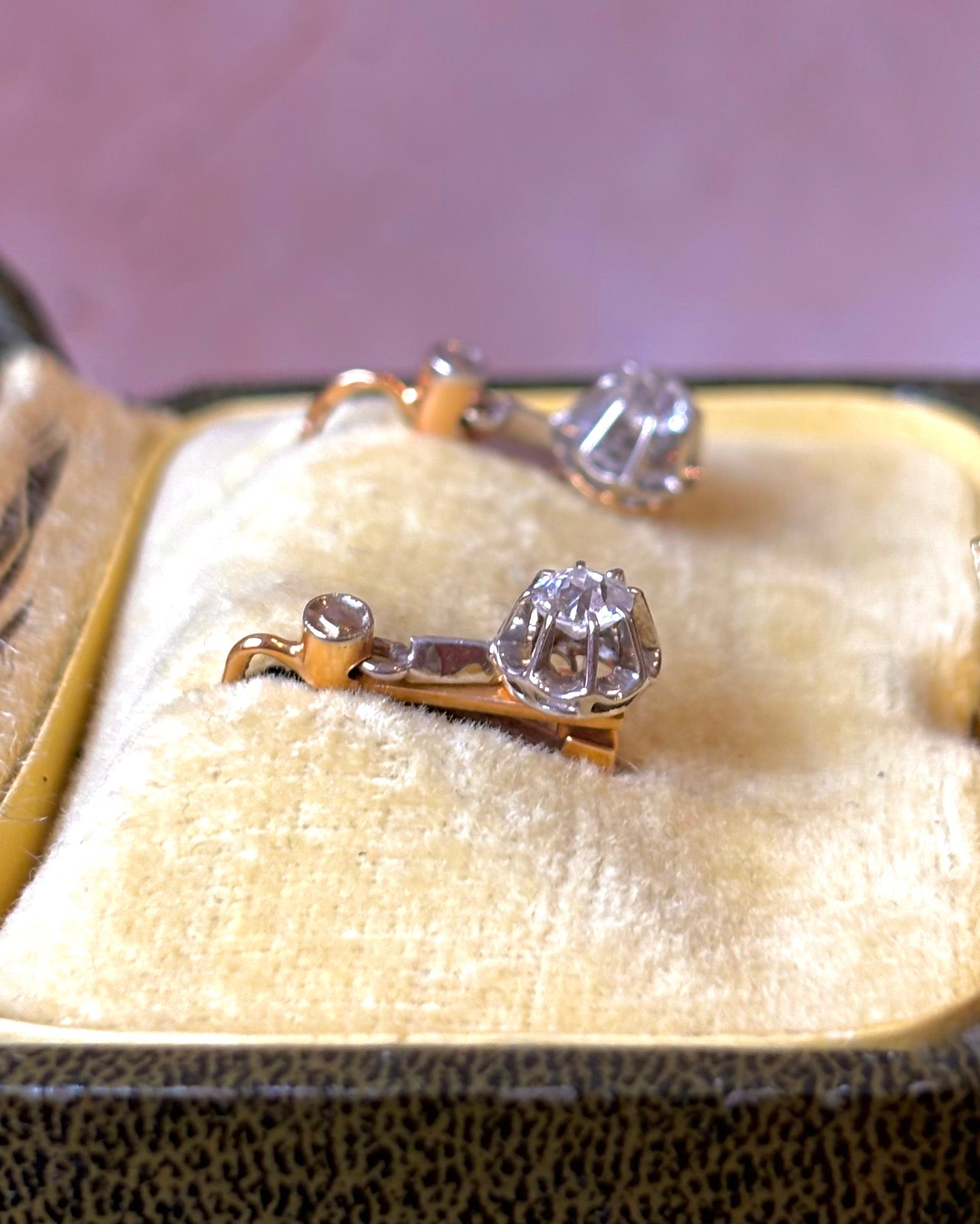Art Deco Hinged Earrings with 0.44 Carat Diamonds "Rachel"