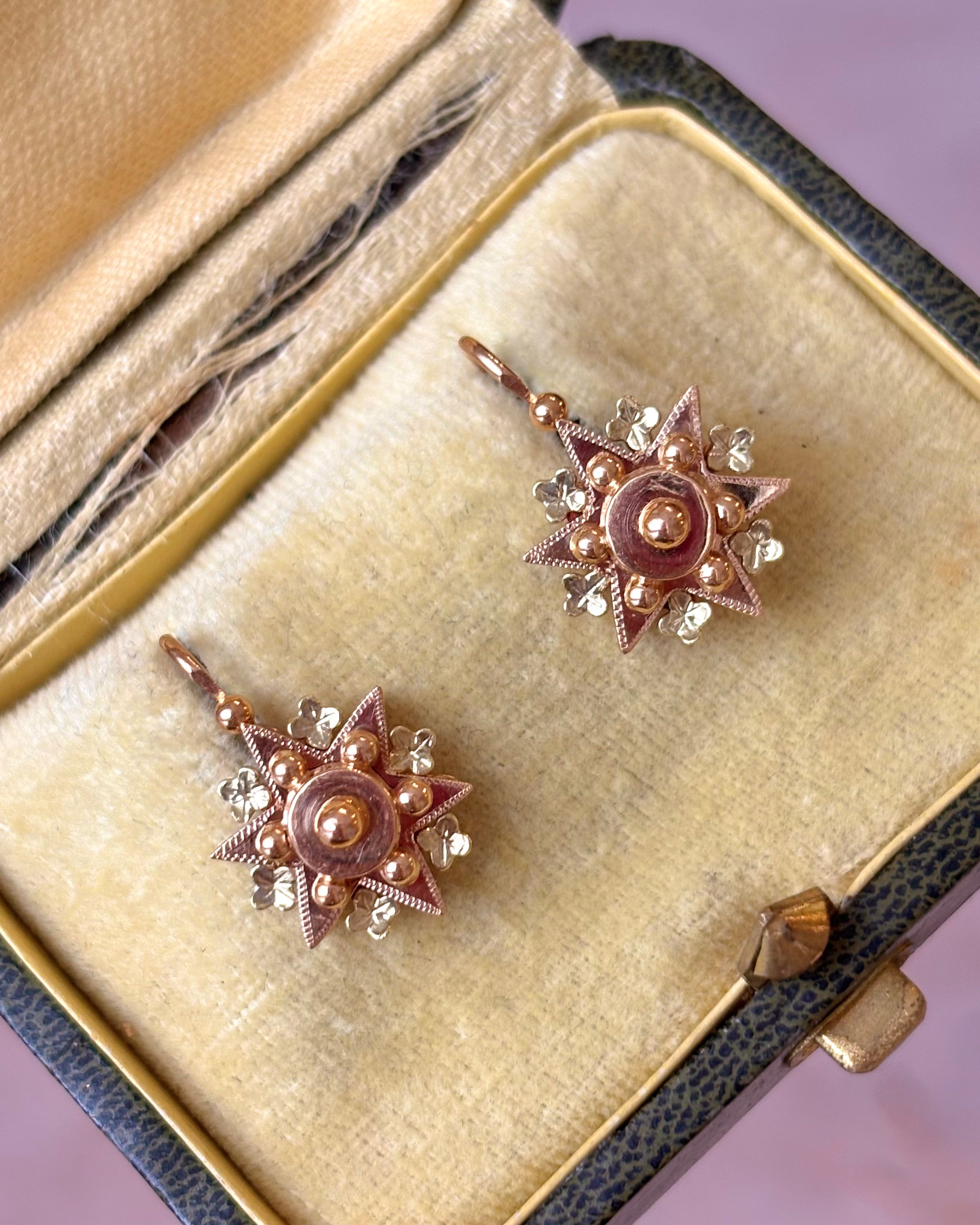 18K Yellow &amp; Green Gold Sleeper Earrings “Morgane”
