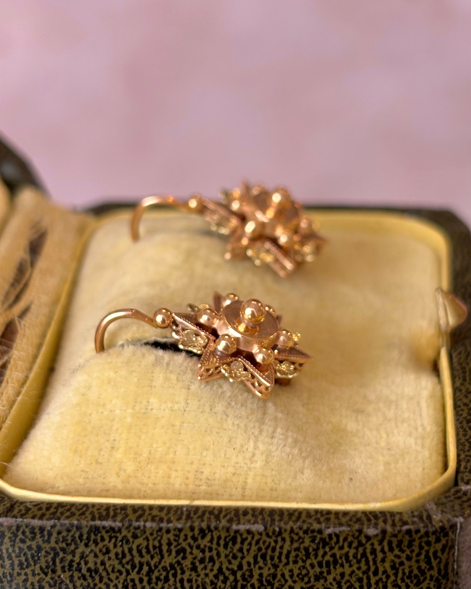 18K Yellow &amp; Green Gold Sleeper Earrings “Morgane”