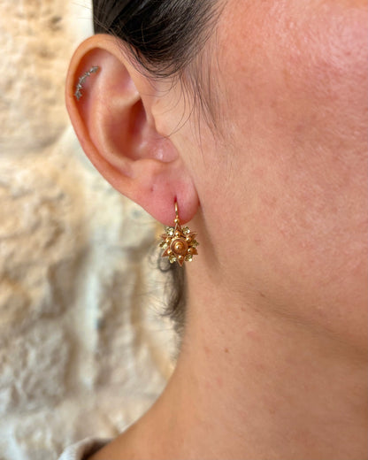 18K Yellow &amp; Green Gold Sleeper Earrings “Morgane”