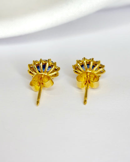 Pendientes Saphir Marguerite Zafiros 1.38 quilates y Diamantes 0.24 quilates "Solène"