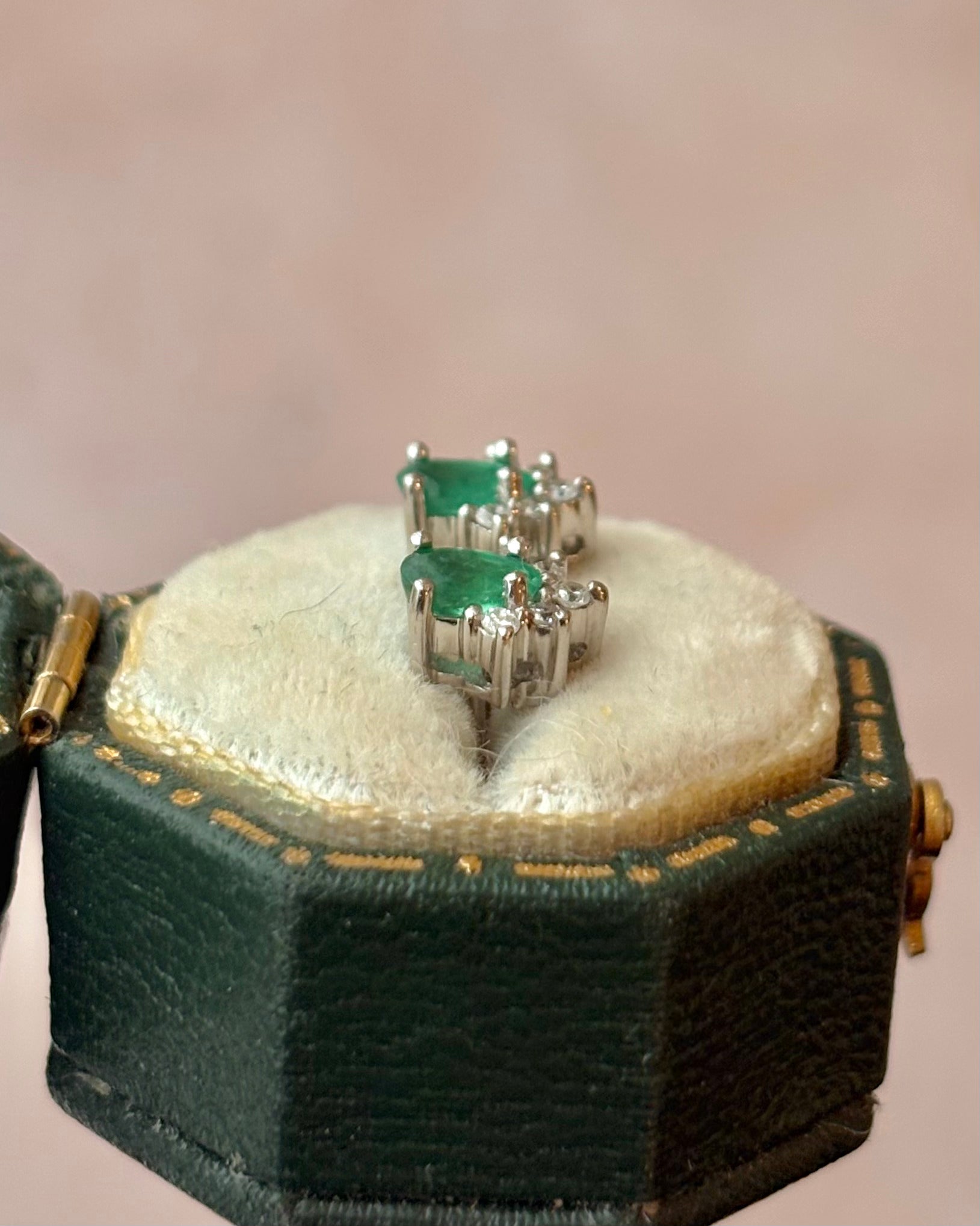 “Milia” Emerald Stud Earrings, 0.50 Carat &amp; Diamonds