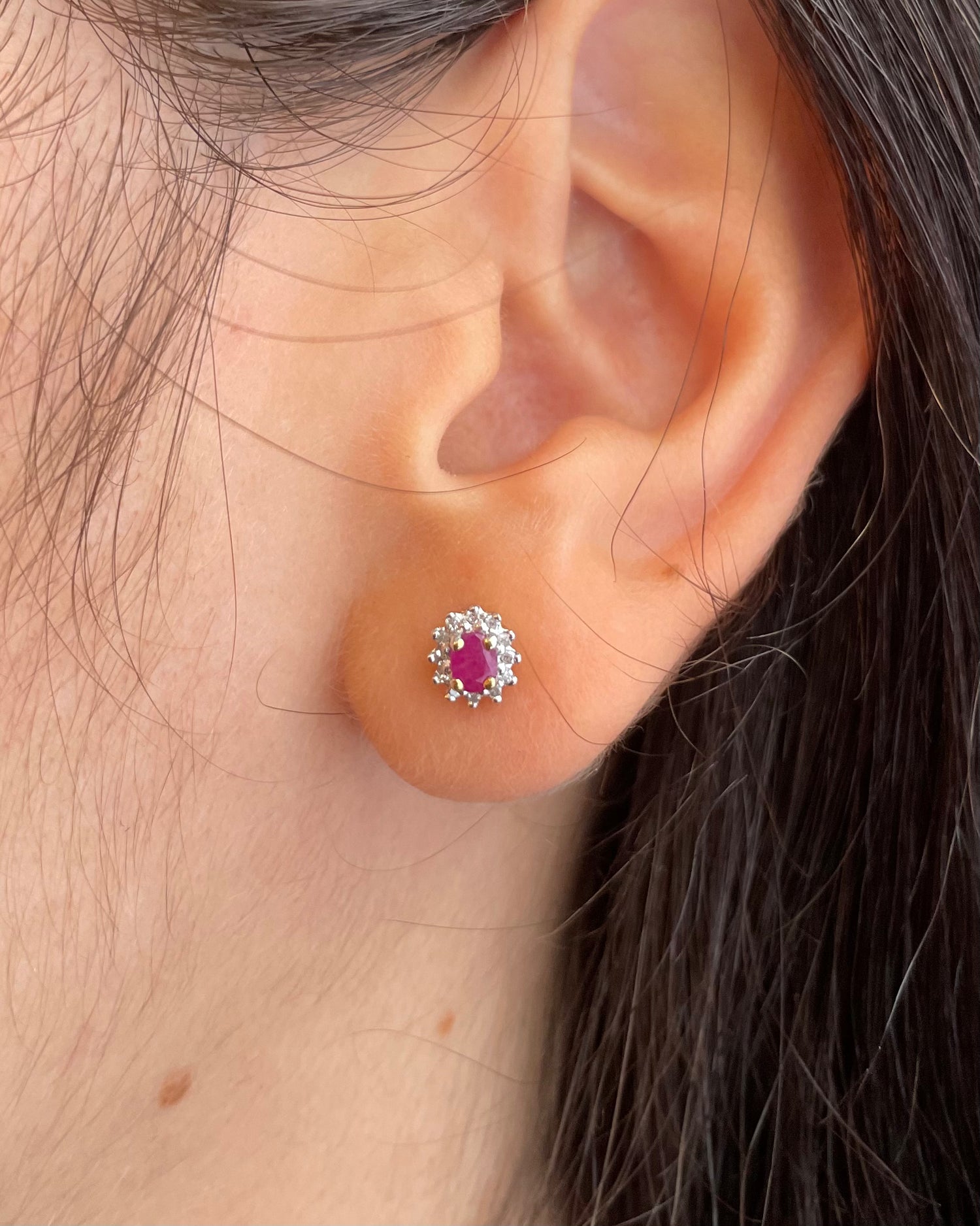 Boucles Marguerite Rubis &amp; Diamants &quot;Mexia&quot;