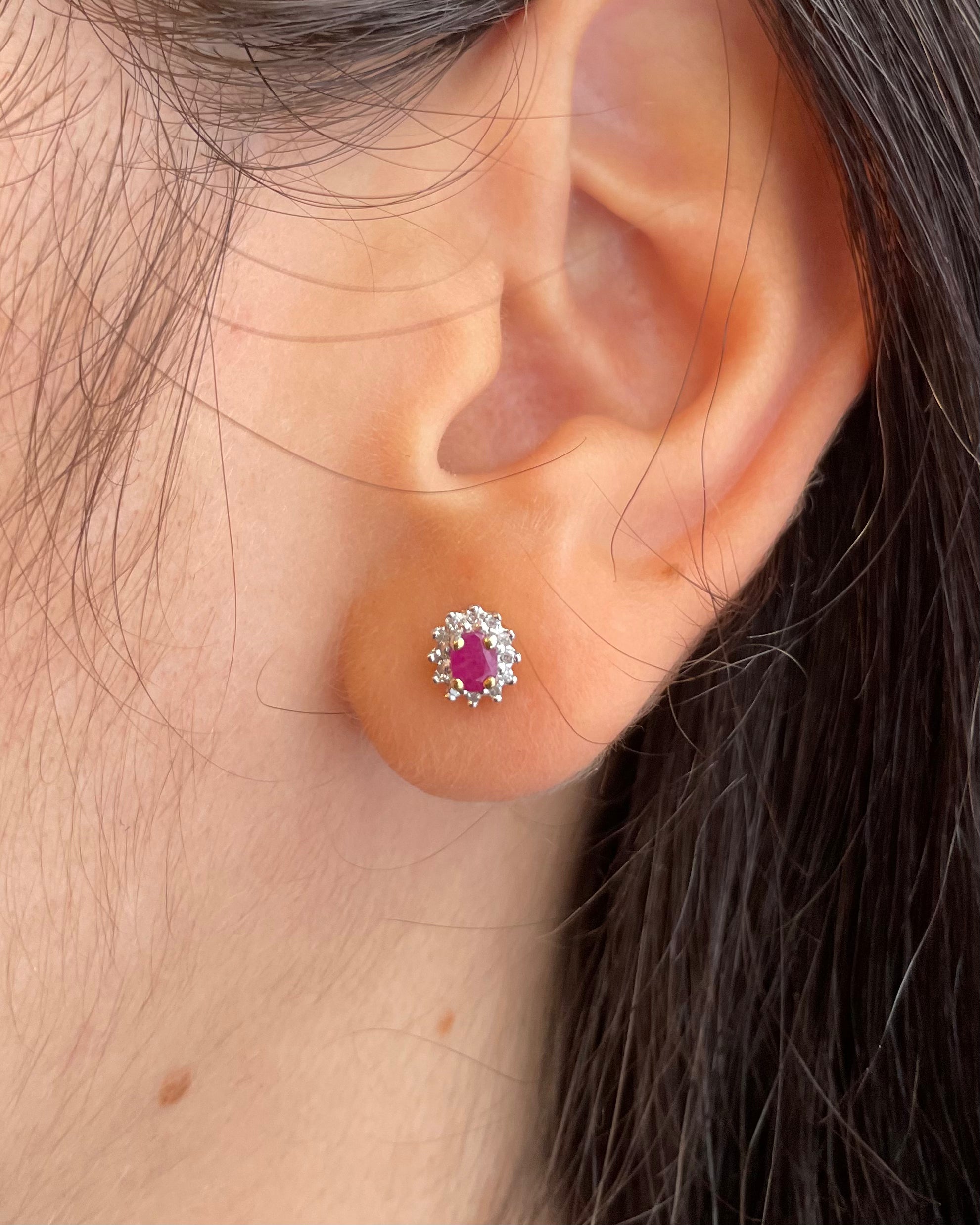 Boucles Marguerite Rubis &amp; Diamants "Mexia"