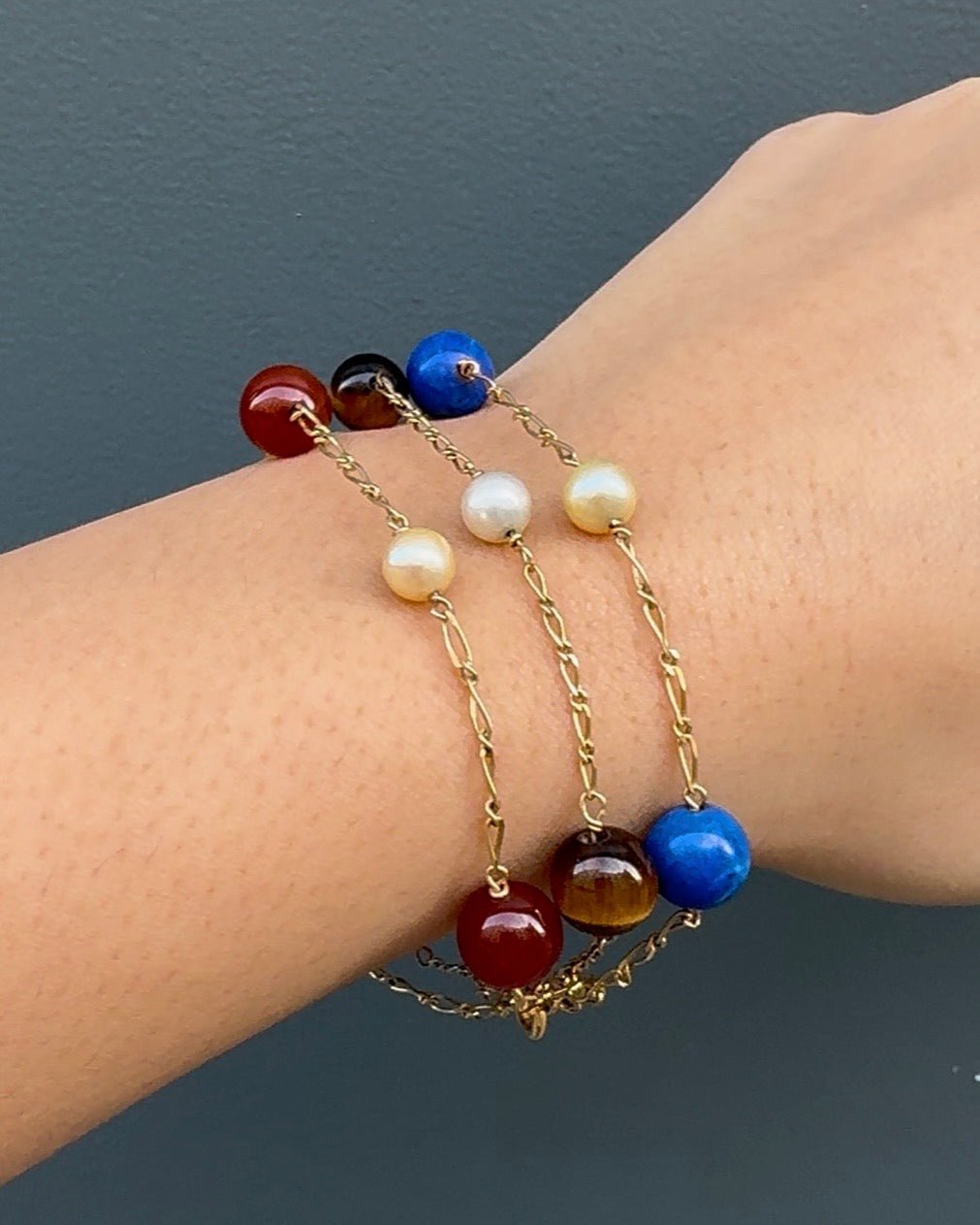 Bracelet 3 Chaînes or 18 carats &amp; Perles "Faustine" - Elliade Paris