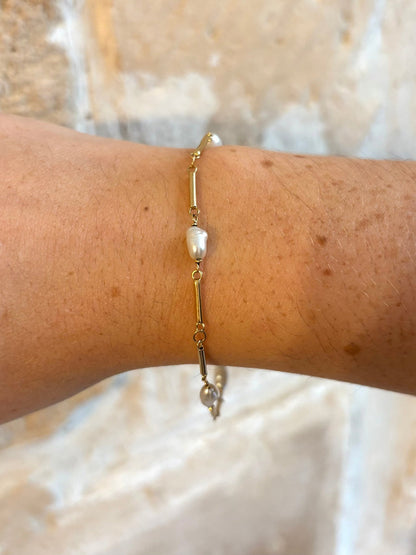 Bracelet 5 Perles &amp; Or 18 carats &quot;Perla&quot; - Elliade Paris