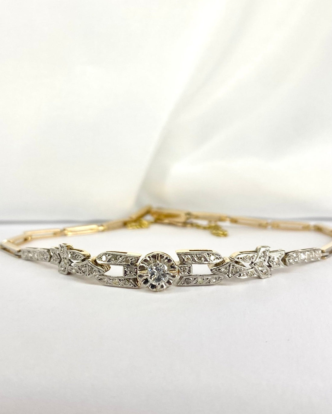 Bracelet Art - déco 40 Diamants &amp; or 18 carats 7,18g &quot;Dona&quot; - Elliade Paris