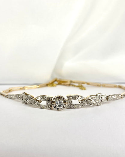 Bracelet Art - déco 40 Diamants &amp; or 18 carats 7,18g &quot;Dona&quot; - Elliade Paris