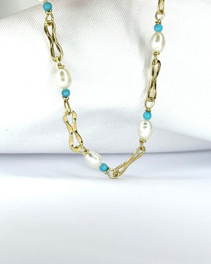 Bracelet Perles &amp; Turquoises "Aurélie" - Elliade Paris